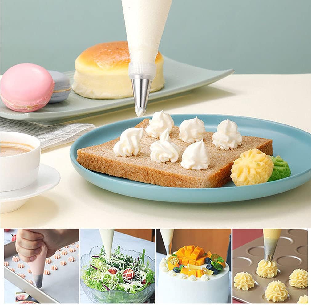 Tipless Piping Bags by 122Pieces - 100 Disposable Pastry Bags for Icing & Cookie Decorating - Includes 10 Ties, 10 Clips & 2 Scribers - Perfect for Cakes & Cookies (10 Inch)