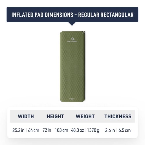 Sea to Summit Camp Plus Self-Inflating Foam Sleeping Mat for Camping - Rectangular - Regular (72 x 25.2 x 2.6 inches)