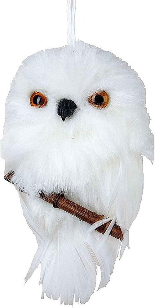 Kurt S. Adler Hanging Owl Ornament - Charming White Design with Branch | 3.93" Size