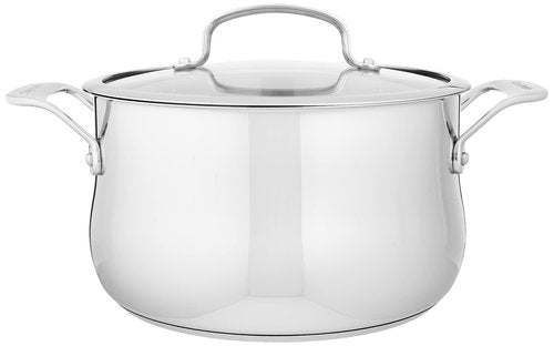 Cuisinart Contour Stainless 5-Quart Dutch Oven with Glass Cover, Silver