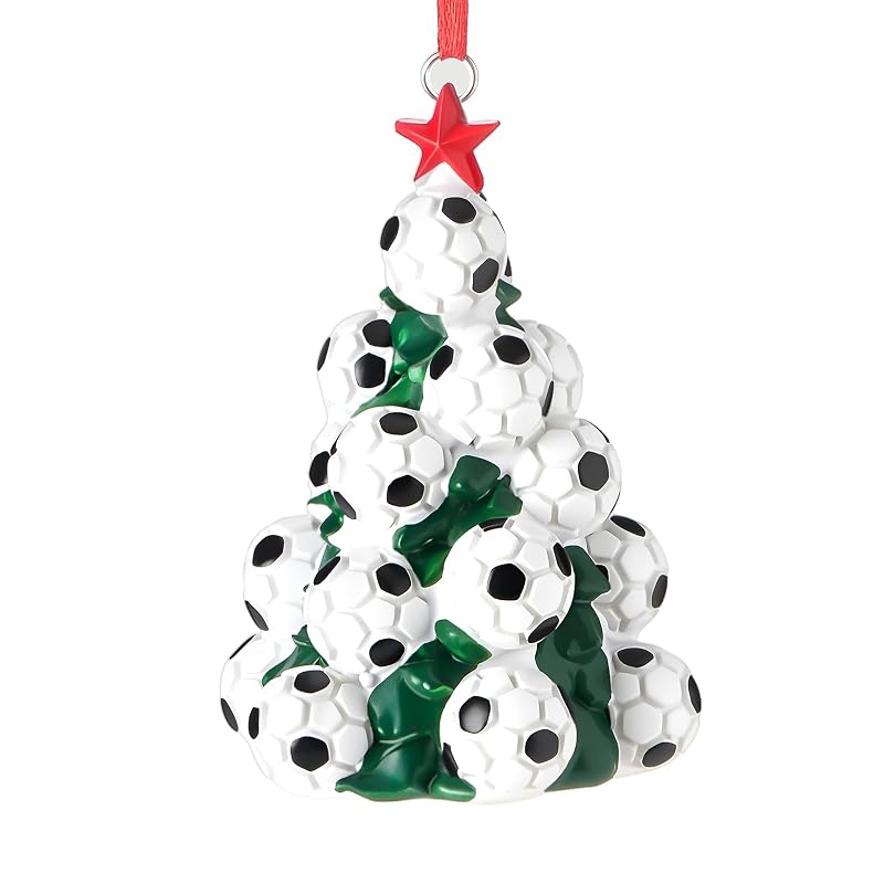 Daifunli 4 Inch Soccer Ball Christmas Ornament - Resin Holiday Gift