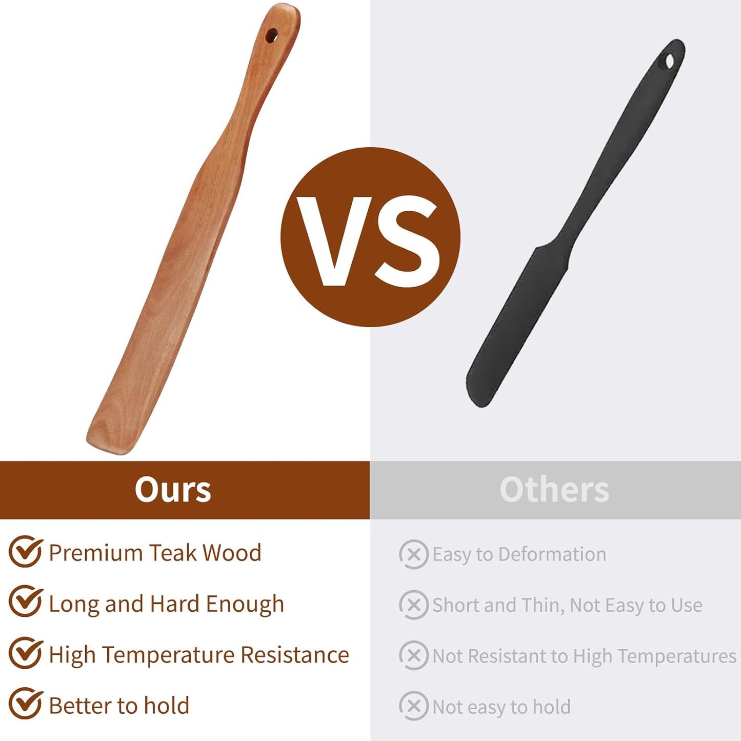 Skiennix Skinny Spurtle Set - Perfect for Sourdough Starters | Wooden Mixing Tools for Jars