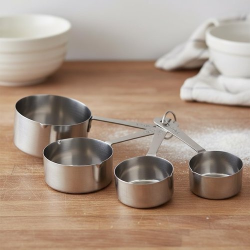 Amco Stainless Steel Measuring Cups Set - Dual Spouts for Left & Right-Handed Use | 4 Sizes - Dishwasher Safe Kitchen Essential