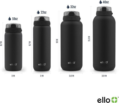 Ello Cooper 22oz Stainless Steel Water Bottle - Vacuum Insulated, Leak Proof Lid, Fits Car Cupholder | Figgy Pudding