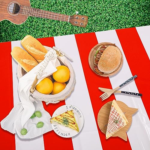 Kesfey Red Horizontal Striped Carnival Tablecloth 5 Pack - 54x108 Inch