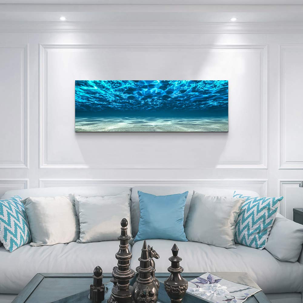 Print Artwork Blue Ocean Sea bedroom Wall Art Decor Poster Artworks For living room Canvas Prints Picture Seaview Bottom View Beneath Surface Pictures Painting Canvas Modern Seascape Home Office Decor
