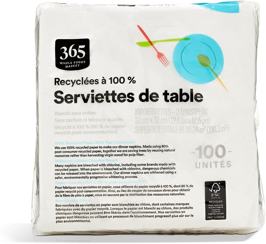 365 by Whole Foods Market | 2-Ply Dinner Napkins - 100 Count for Elegant Dining