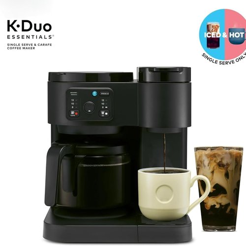 K-Duo Essentials Coffee Maker - Single Serve KCup Pod Brewer & 12-Cup Carafe | 72 oz Reservoir