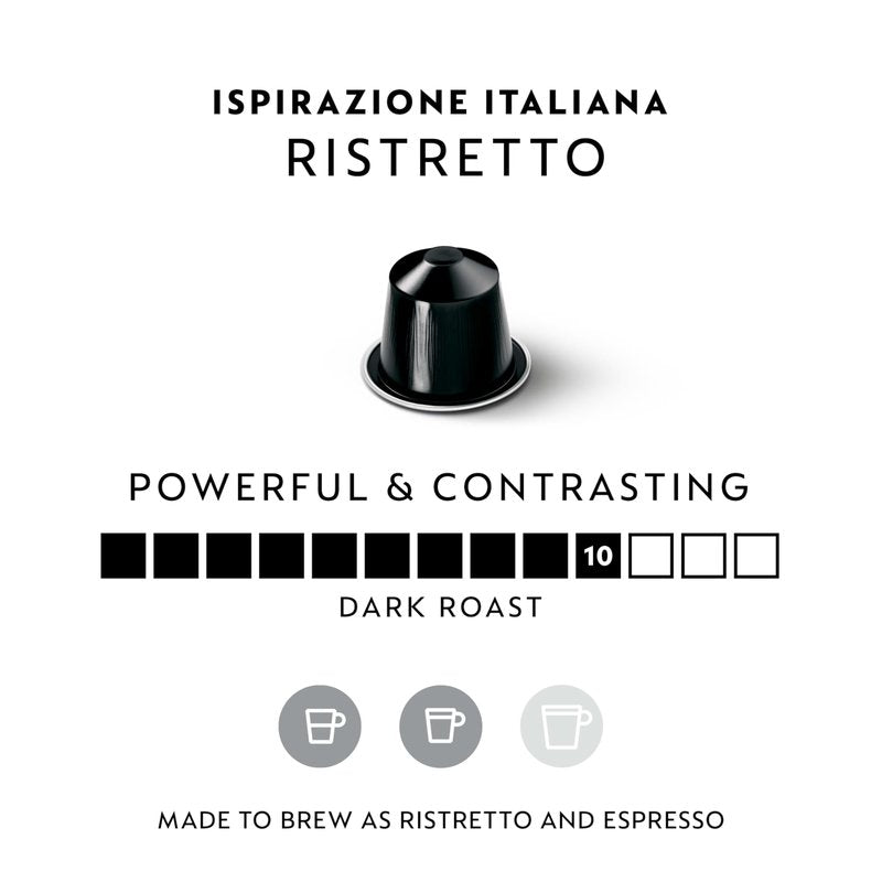 Nespresso Capsules Original Line, Ristretto Intenso, Dark Roast Coffee, 50 Count Coffee Pods