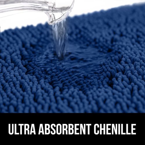 GORILLA GRIP Plush Absorbent Shaggy Chenille Bath Rug Mat for Square Toilet Base with Rubber Backing, Machine Washable Rugs, Soft Microfiber Contour Mats for Toilets, Bathroom Decor, Royal Blue