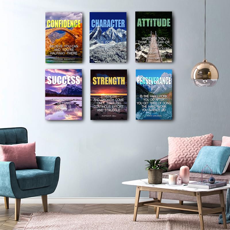 Landscape Canvas Wall Art,Motivational Wall Art Decoration Painting .Suitable forGym, Library, Office, Living Room and Home Deco,Tabletop/Hanging 6-Pack (38x58cm) Framed