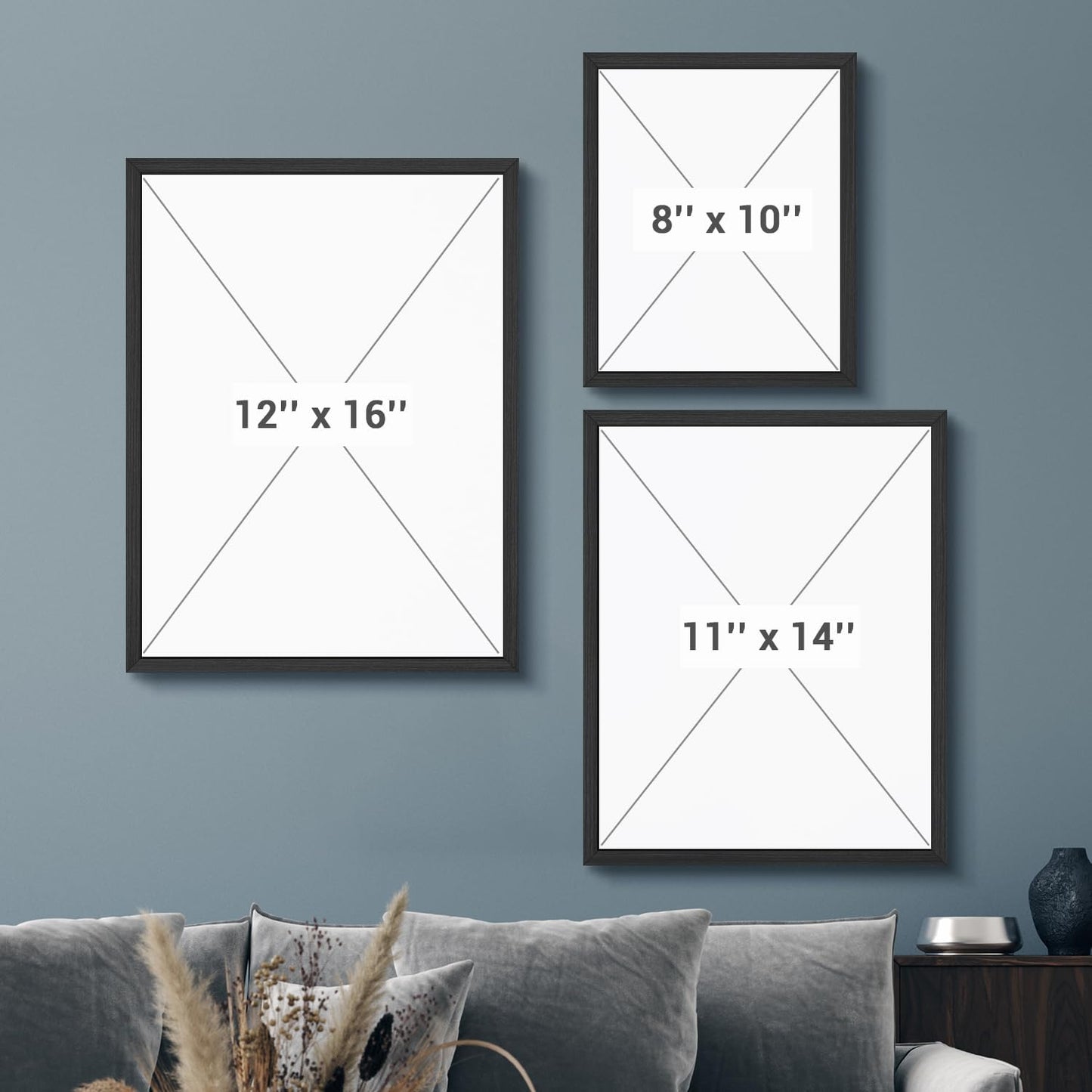 Wall26 Custom Framed Canvas Poster Art - Ready to Hang Home Decor for Living Room & Bedroom - 12"x16" Black