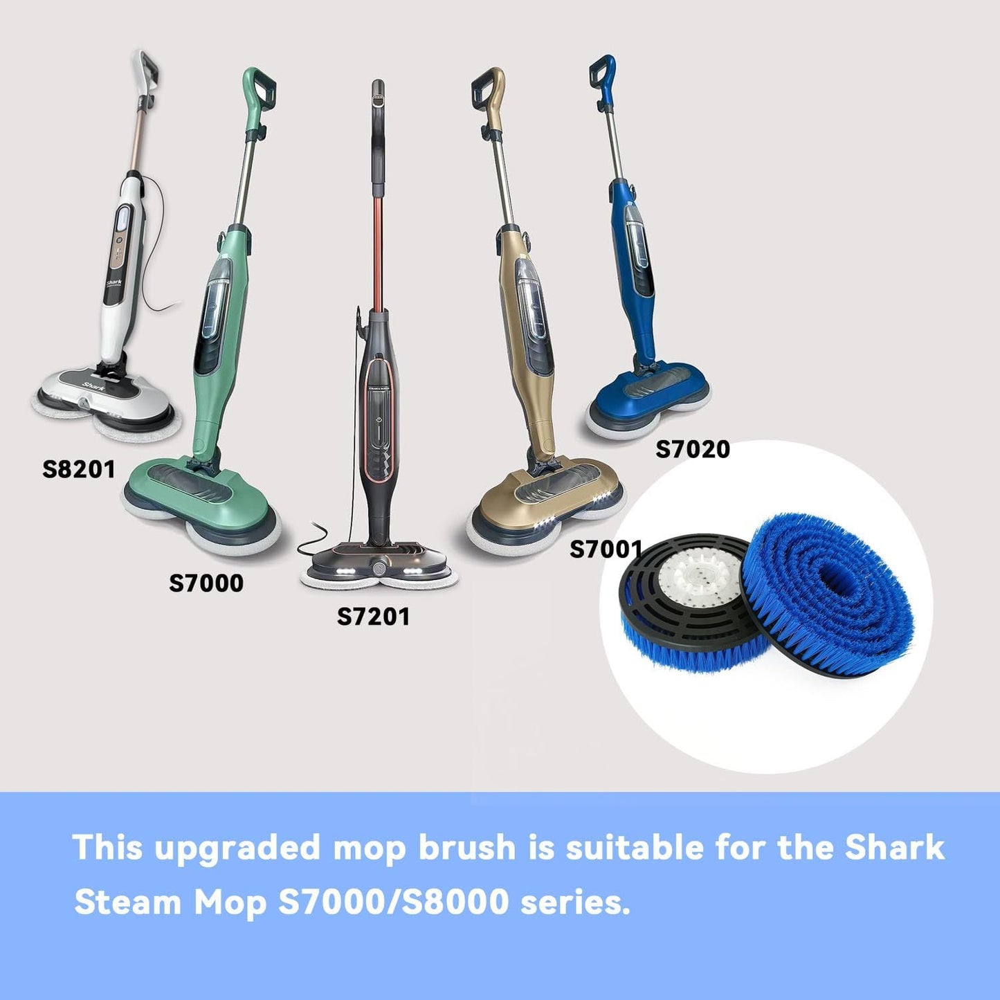 Shark S7001 Mop Pad Replacement Brush Heads - Professional Cleaning & Polishing for Tile Floors | Blue