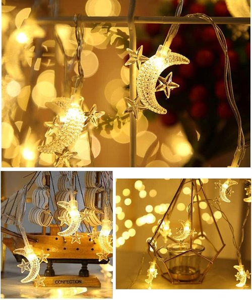 Fielegen 40 LED Moon String Lights - Battery Operated 20ft Fairy Lights for Patio & Wedding Decor