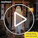 Outdoor Halloween Ghost Decor with String Lights, 4.4ft Spooky Ghost Swing