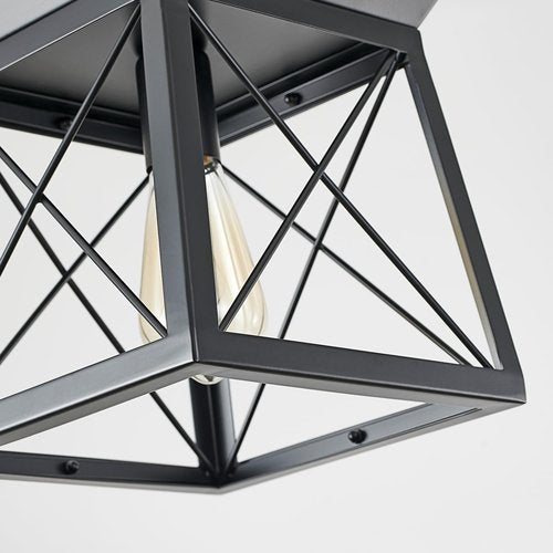 HuixuTe Black Farmhouse Pendant Lights, Industrial Kitchen Island Lighting, Rectangle Linear Cage Chandeliers for Kitchen, Dining Room Table