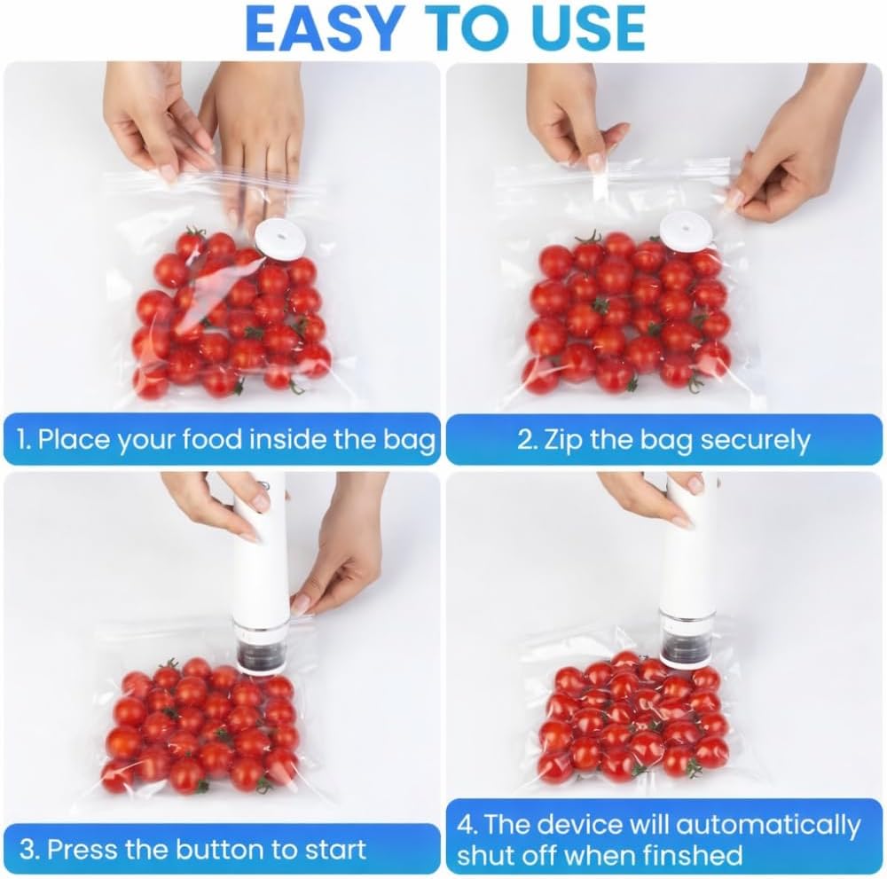 Preserve Compact Vacuum Sealer - Powerful Handheld Food Sealer with 30 Reusable Bags | Meal Saver