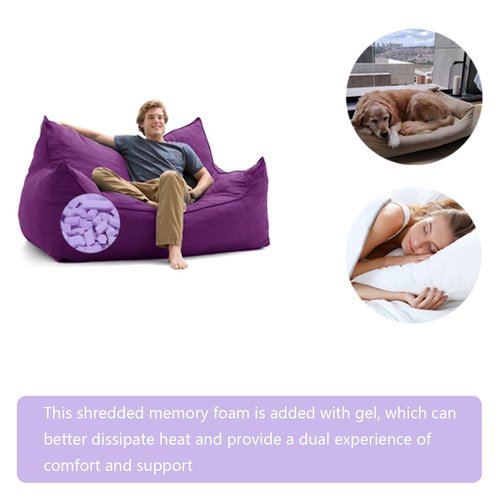 JDMSHCA 20 LBS Shredded Memory Foam Filling, Comfortable Bean Bag Chair Filler with Gel, Purple Soft Beanbag Stuffing Suitable for Punching Bag, Couch Cushions, Pouf, Dog Bed and Various Pillows