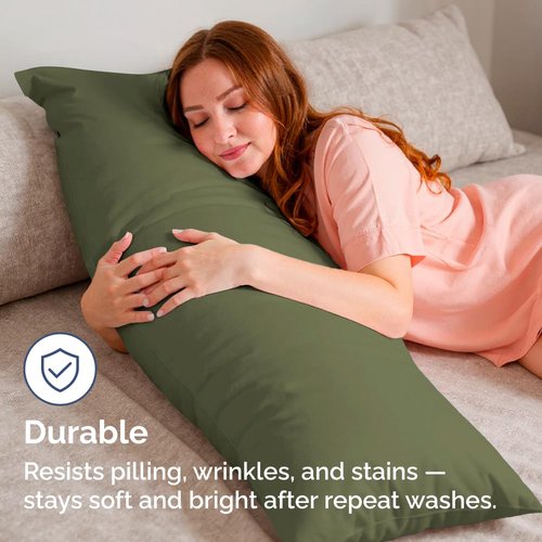 Body Pillowcases Set of 4-20x54 Long Body Pillow Case - Soft Body Pillow Cover for Sleeping & Side Sleepers - Comfy, Breathable & Fade Free - Machine Washable w/Envelope Enclosure - (Sage Green)