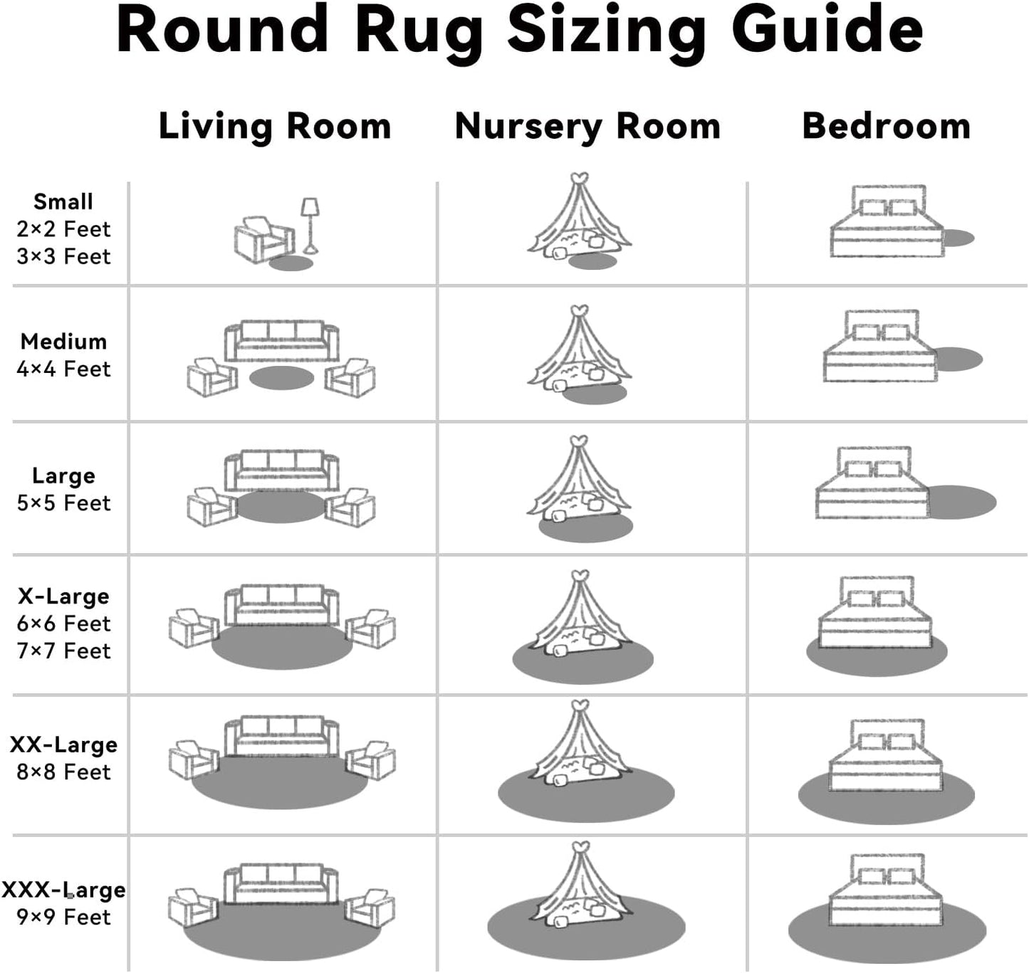 OLANLY Round Light Grey Area Rug - Soft, Fluffy, Machine Washable 4 ft Circle Carpet for Bedroom & Living Room