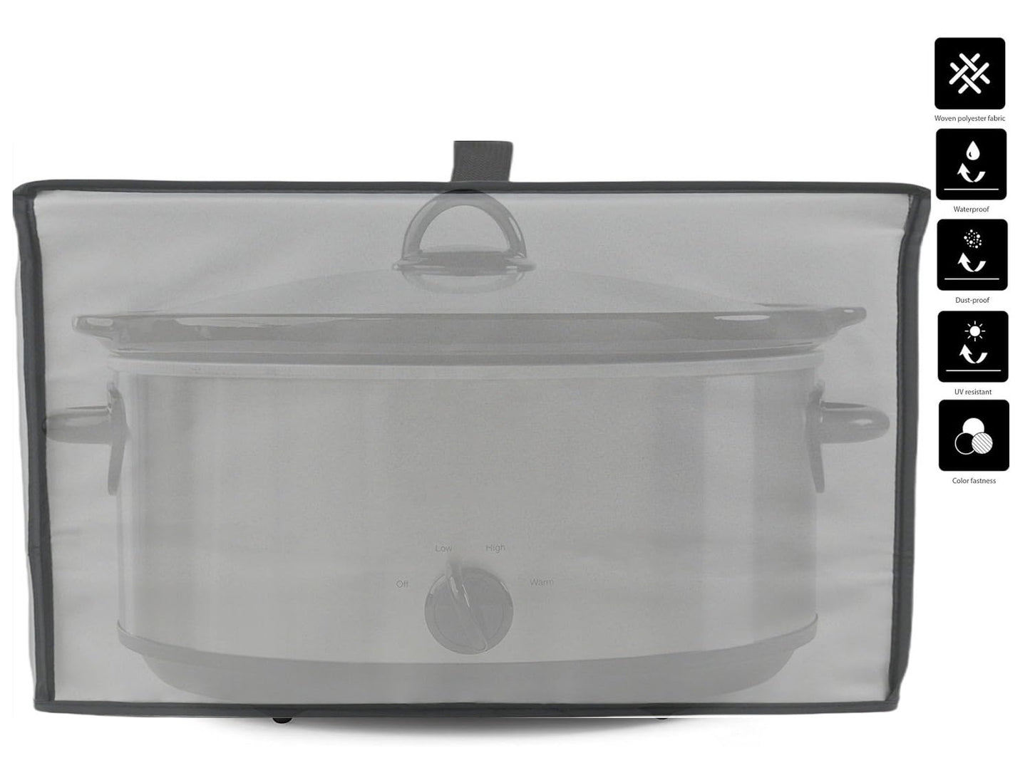 Slow Cooker Cover,Dustproof Waterproof Lid for Crock-Pot 7 Quart Oval Manual Slow Cooker(SCV700-S-BR) (Silver Grey)