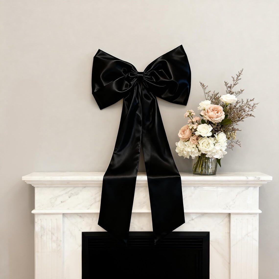 Skiennix Black & White Bow Decor - 2 Pack Large & Small Coquette Room Backdrop for Events
