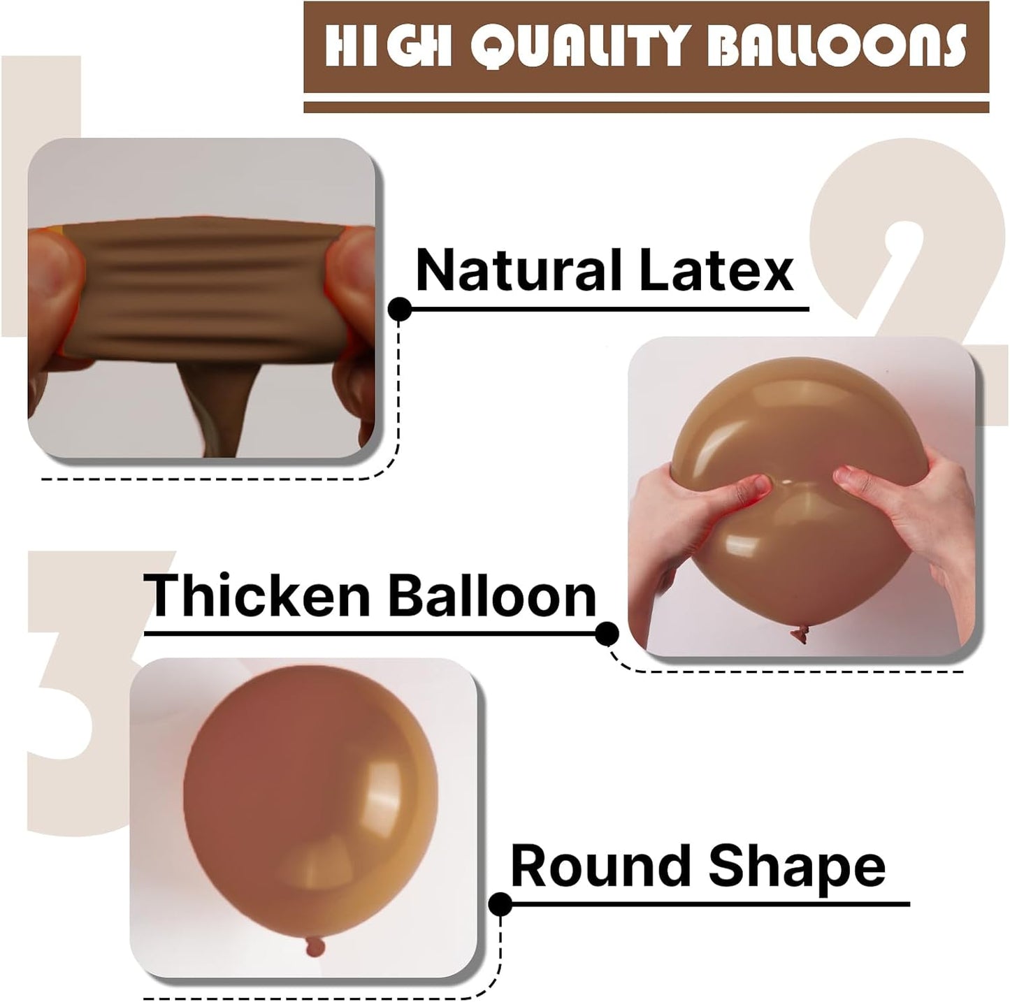 PartyWoo Brown Balloons - 155-Piece Boho Neutral Arch Kit for Birthday & Baby Shower Decor | 18", 12", 10", 5" Sizes