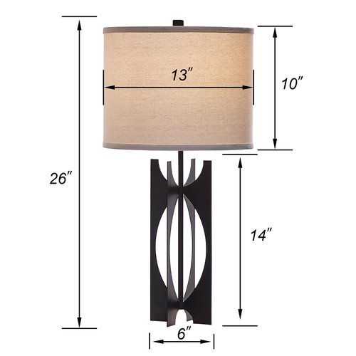 HGNPJC Industrial Table Lamps Set of 2 Black 26” 3-Way Bedside Lamp with White Linen Shade Metal Nightstand Lamp for Living Room Bedroom Dining Room End Table(JC-5-2PK-BK)