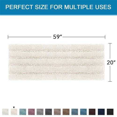 H.VERSAILTEX Bathroom Rugs Bath Mat Runner Rug Non Slip Kitchen Rug Extra Long Bath Rug Runners Oversized 59" x 20" Absorbent Washable Dry Fast Plush Area Rug for Bathroom/Bedroom - Ivory