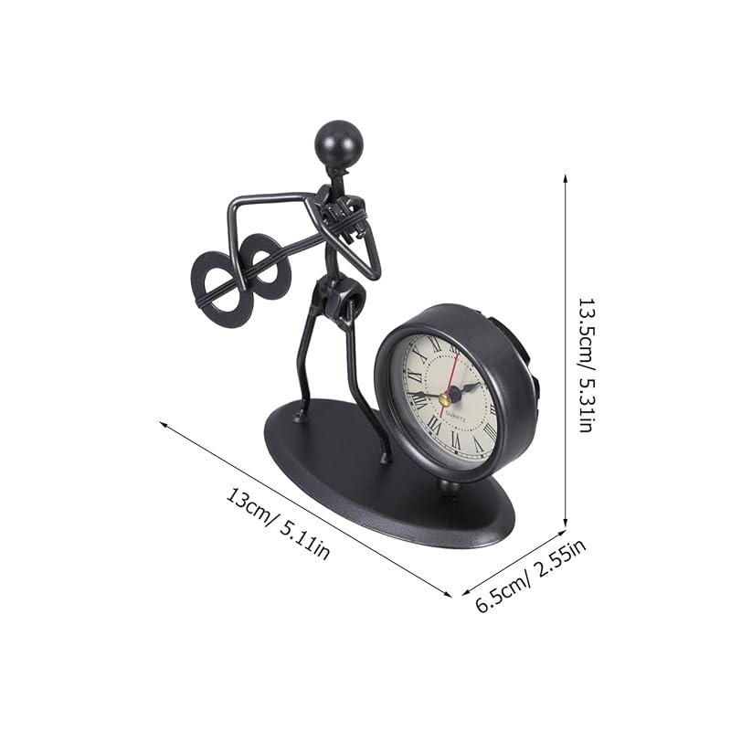 Vintage Iron Desk Clock - Retro Music Guitar Table Clock