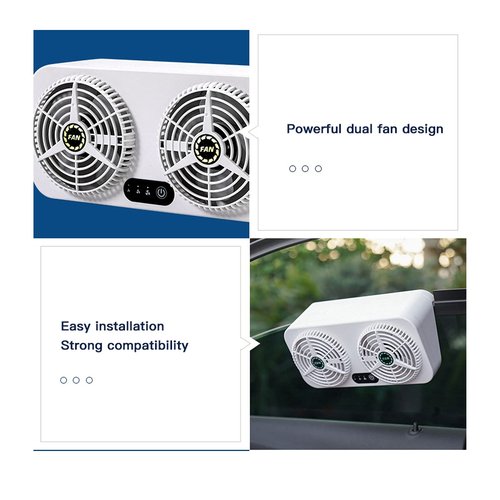Yuecoom 2.4v 5w Usb Charging Air Vent Exhaust Small Window Fan, 3 Levels Adjustable Window Fans with Exhaust Intake Install to Door Glass(equip Motor)