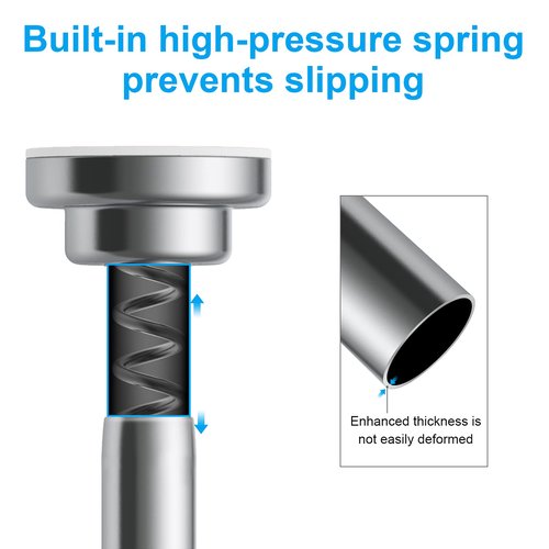 TEECK Shower Curtain Rod, 48-85 Inch Adjustable Tension Spring, Premium Stainless Steel, Anti-Slip, No Driling, No Rust, for Bathroom,Silver,Easy to use