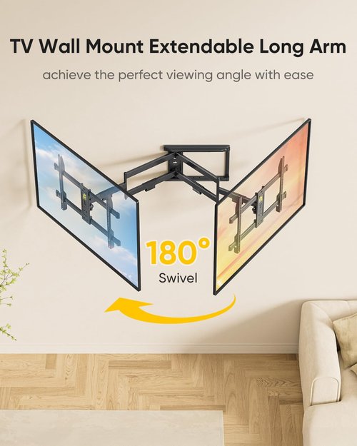 FORGING MOUNT Corner TV Mount Long Arm TVs Wall Mount for Most 37-75 Inch Flat Curved TVs, 30 Inch Long Extension TV Mount Swivel, Tilt, Full Motion Articulating Arms Max VESA 600x400mm up to 99lbs