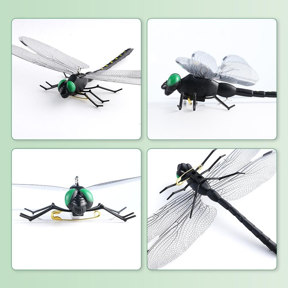 Skiennix 10pcs Artificial Dragonfly Clips - Realistic Bug Repellent Hat Accessories for Garden Decor
