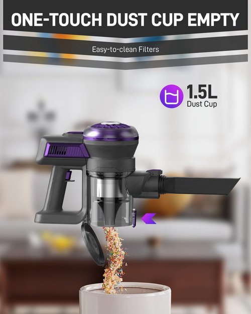 FUNCCUBE Cordless Vacuum Cleaner - Powerful Suction, Tangle-Resistant, Lightweight | 50-Minute Runtime, Versatile for Carpet & Pet Hair