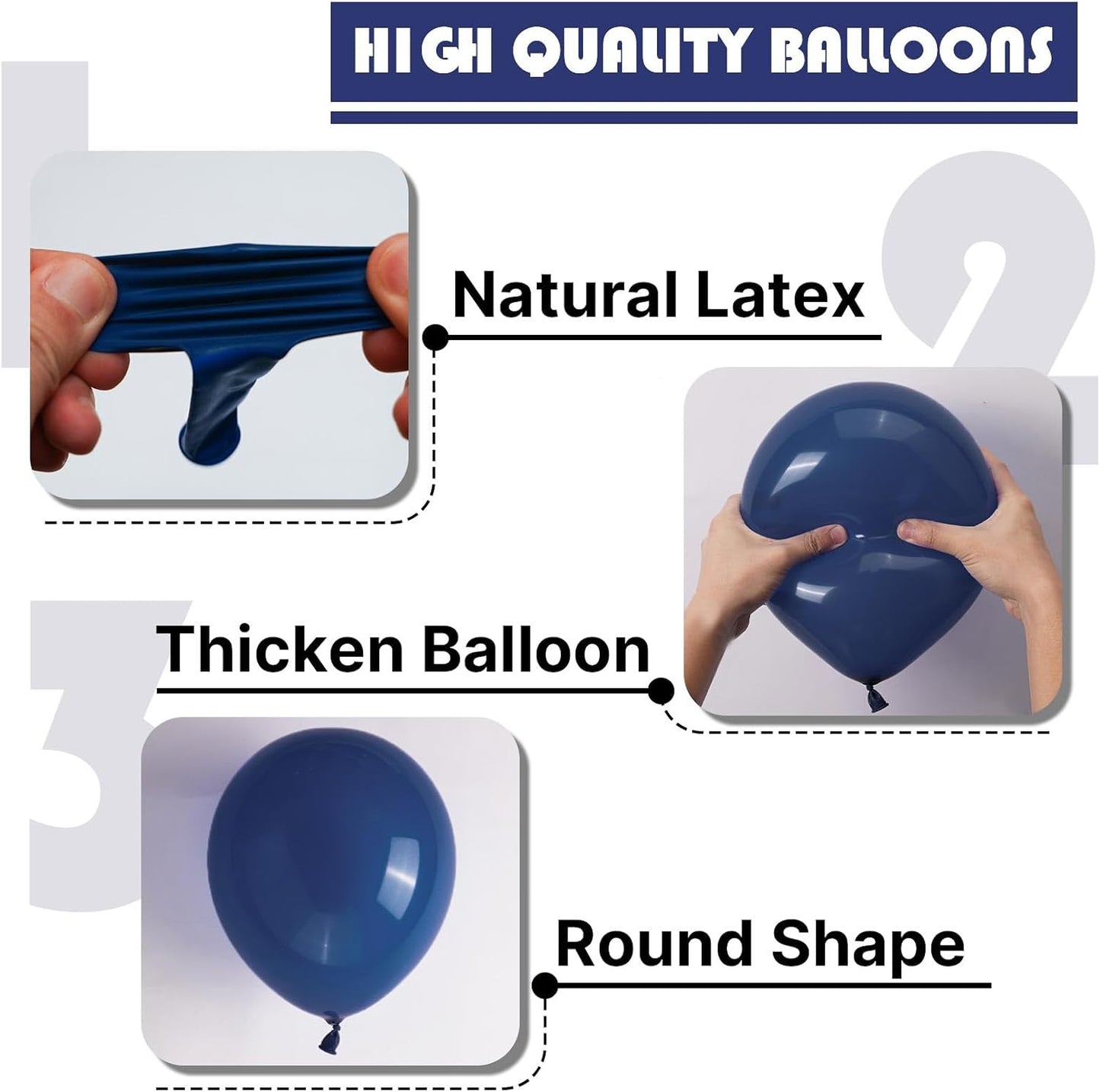 PartyWoo Navy Blue Balloon Arch Kit - 140pcs in Various Sizes for Graduation, Weddings & Birthdays
