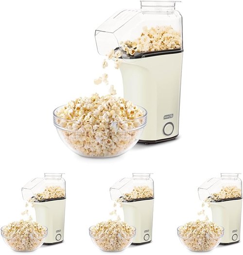 Dash Fresh Pop Popcorn Maker - Oil-Free Air Popper with Measuring Cup & Recipe Guide - 16 Cups, White | Perfect for Movie Nights