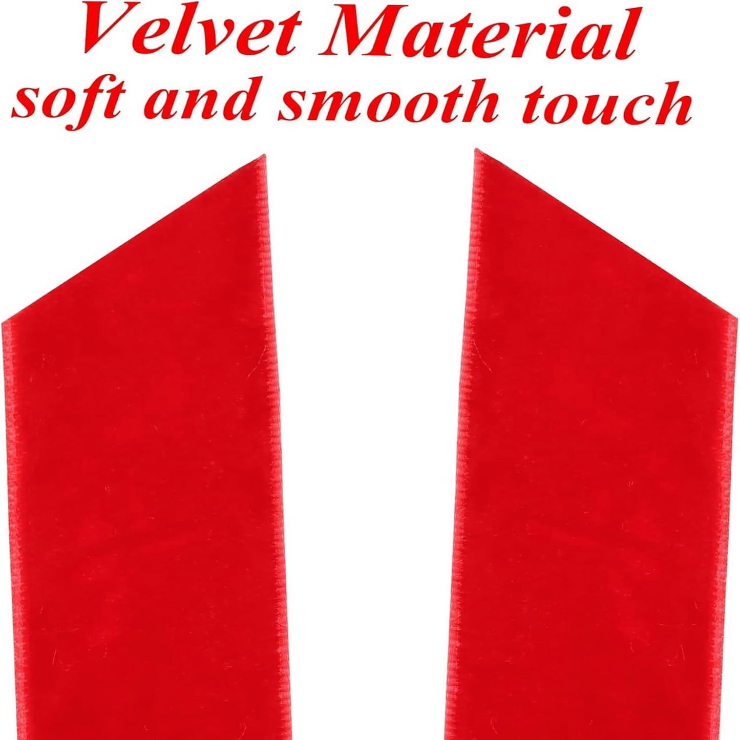 Valentines Tree Decorations - 12 Pcs Red Velvet Ribbon Bows | 5in x 8.7in Xmas Ornaments for Holiday Decor