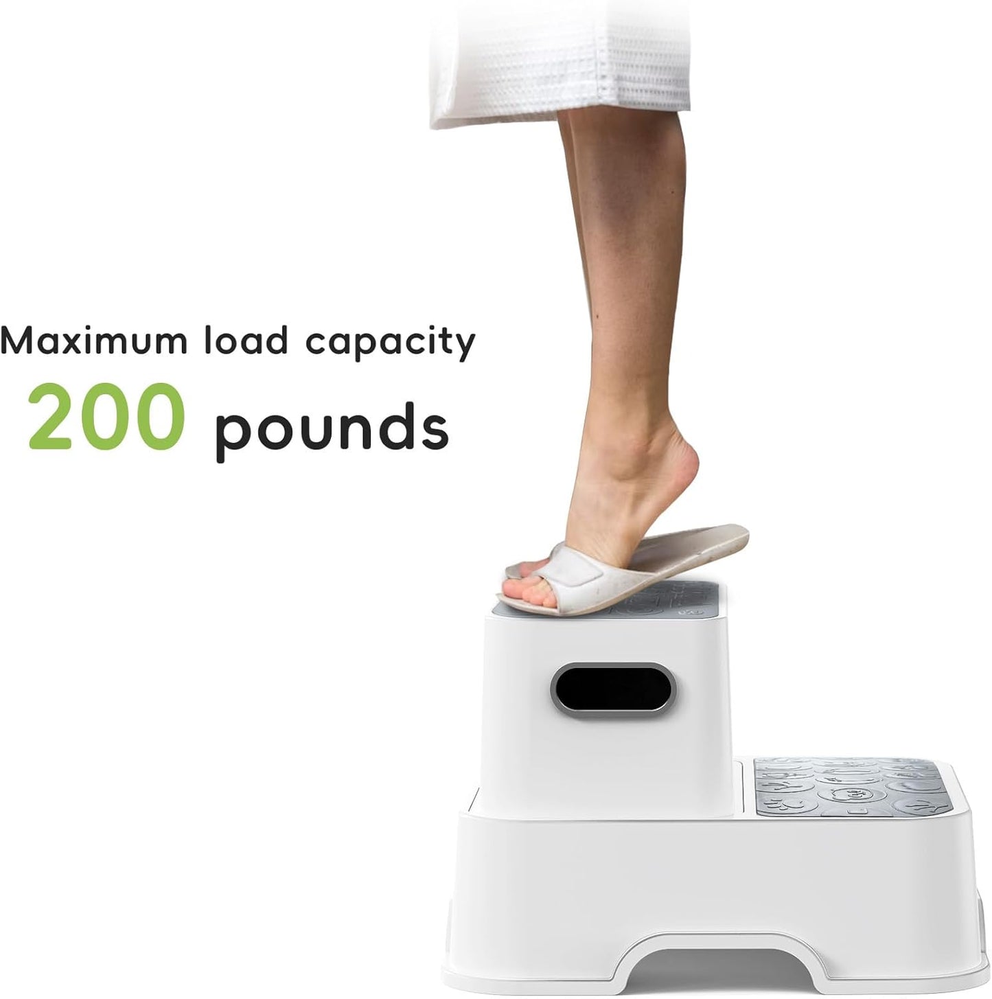 Skiennix 2-Pack Kids Step Stool - Non-Slip Toddler Bathroom & Kitchen Stool | Heavy Duty 200lbs Capacity (Grey)