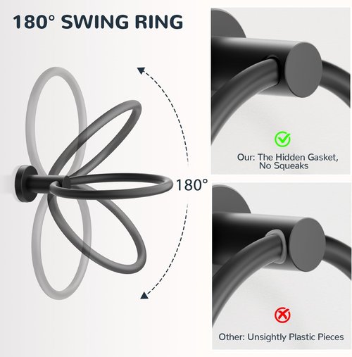 Forious Matte Black Toilet Paper Holder & Towel Ring Set | Stylish Bathroom Accessories