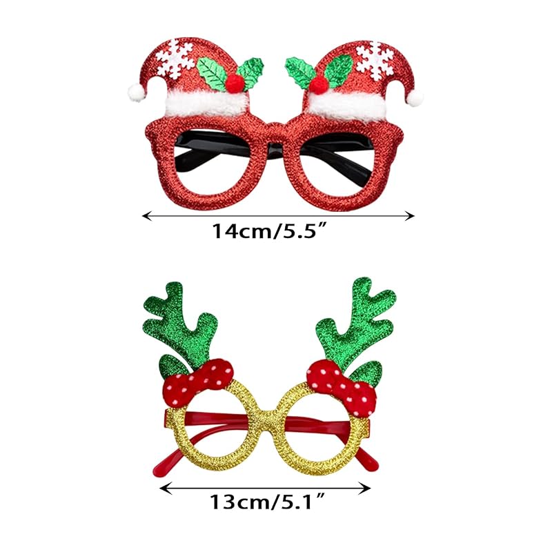 12 Pack Christmas Glitter Glasses - Fun Party Favors & Stocking Stuffers