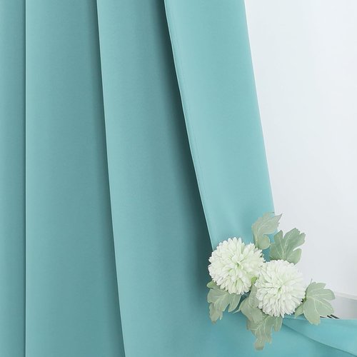 ChrisDowa Blackout Curtains - 84-Inch Thermal Insulated Grommet Panels for Bedroom & Living Room (Aqua, 2 Panels)