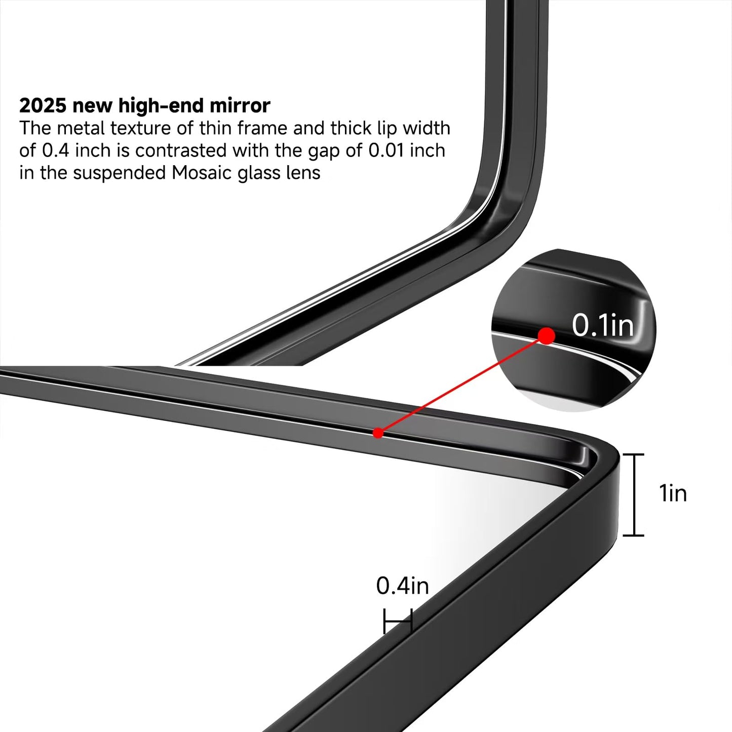 YYXW Black Bathroom Mirrors for Over Sink,18x30 Inch Brushed Metal Thin Framed Mirror,Bathroom Mirror for Wall,Vanity Mirrors,Wall Mirror HD Tempered Glass(Horizontal/Vertical)