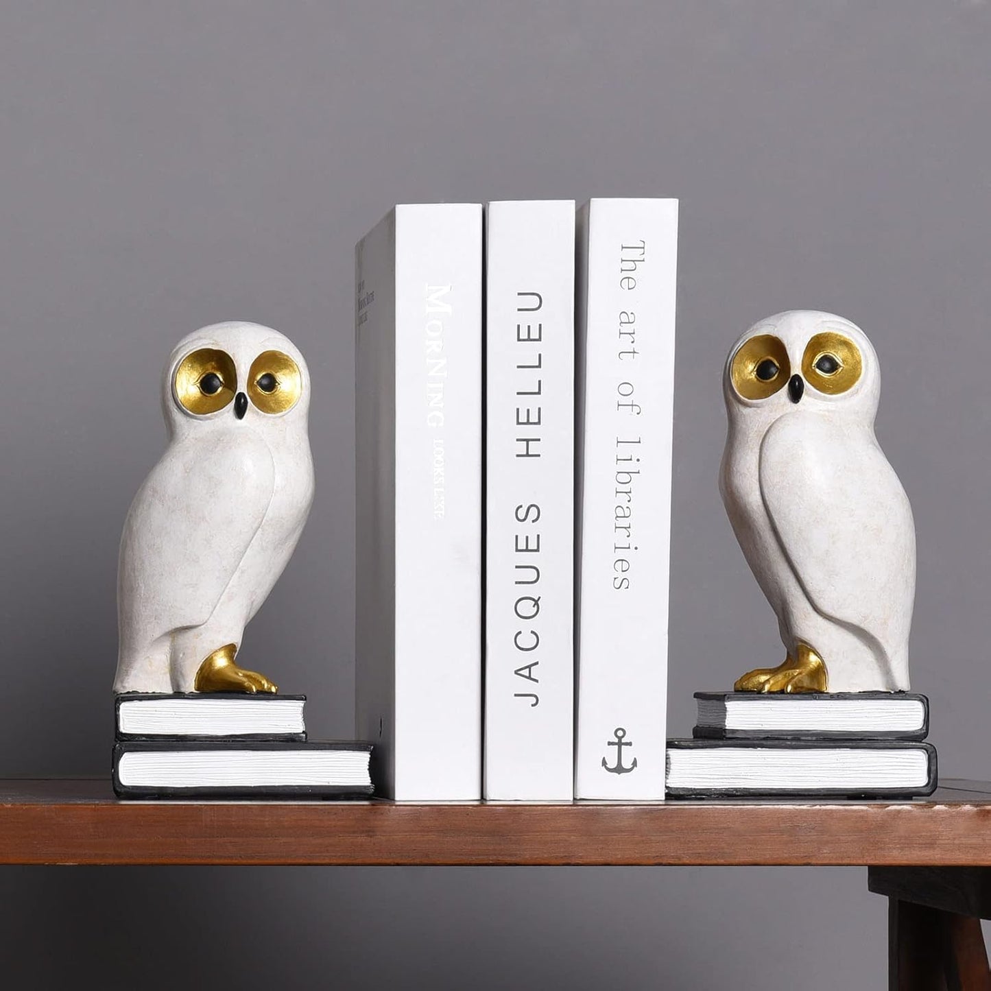 Skiennix Owl Decorative Bookends - Unique Bronze Bird Book Holders with Anti-Slip Base | Luxurious Kids Room Decor