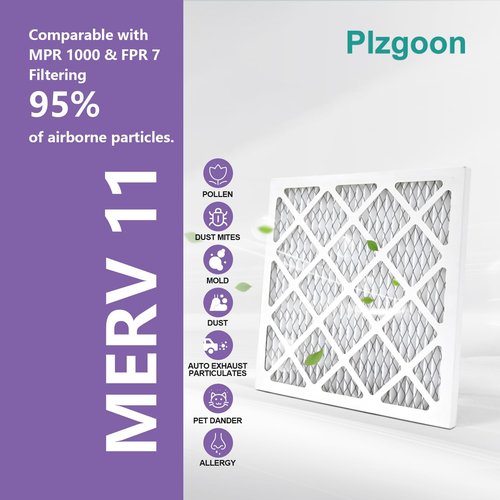 Plzgoon 14x14x1 Air Filter MERV 11 (6 Pack) MPR 1000 HVAC Pleated A/C Furnace Filters Compatible with Air Conditioner AC Furnace Systems (Exact Dimensions: 13 3/4x13 3/4x3/4 Inches)