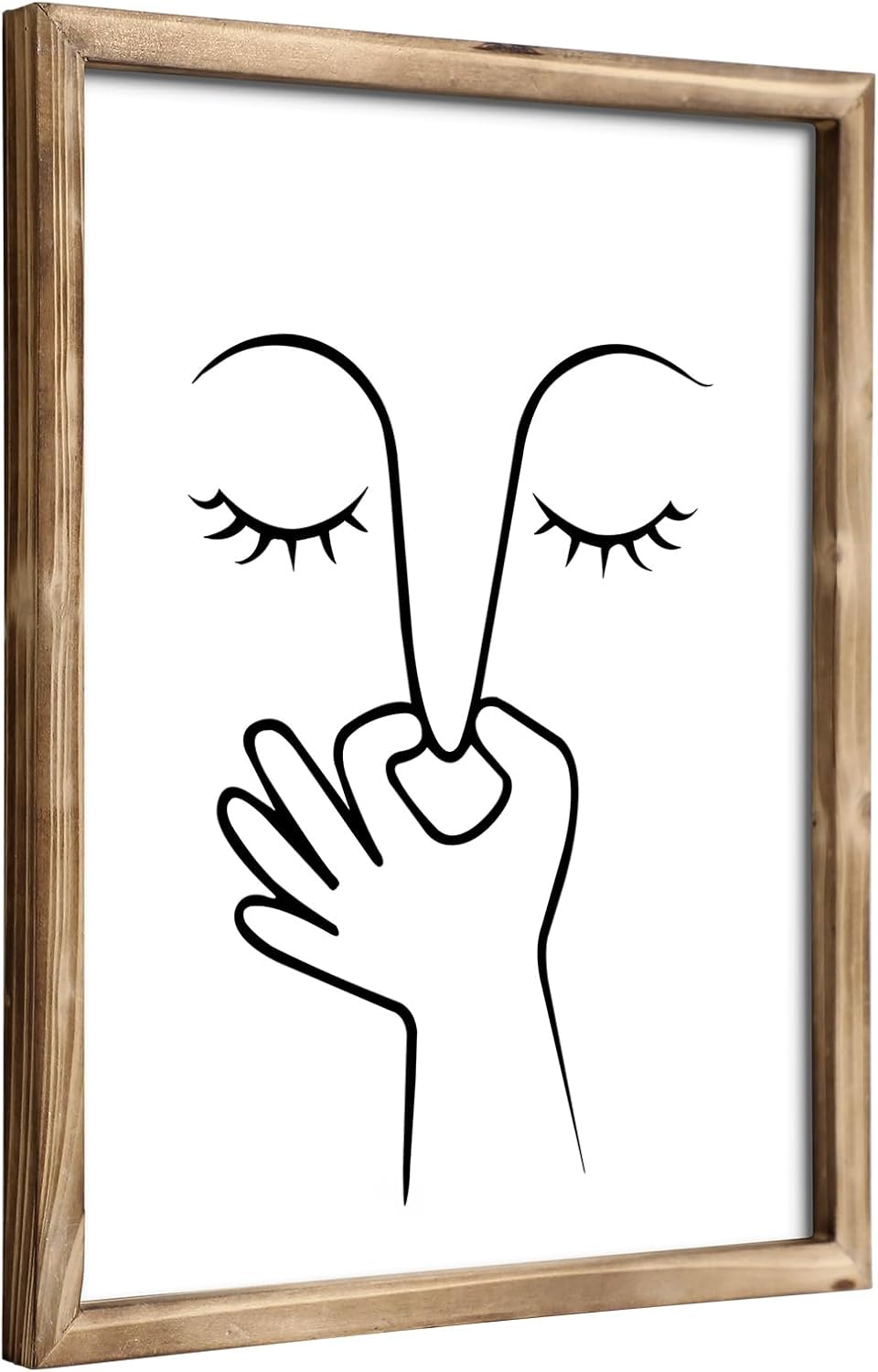 MODE HOME Farmhouse Bathroom Wall Art - Funny Nose Pinching Print in Torched Brown Frame | 14x11 Inch Shabby Chic Decor
