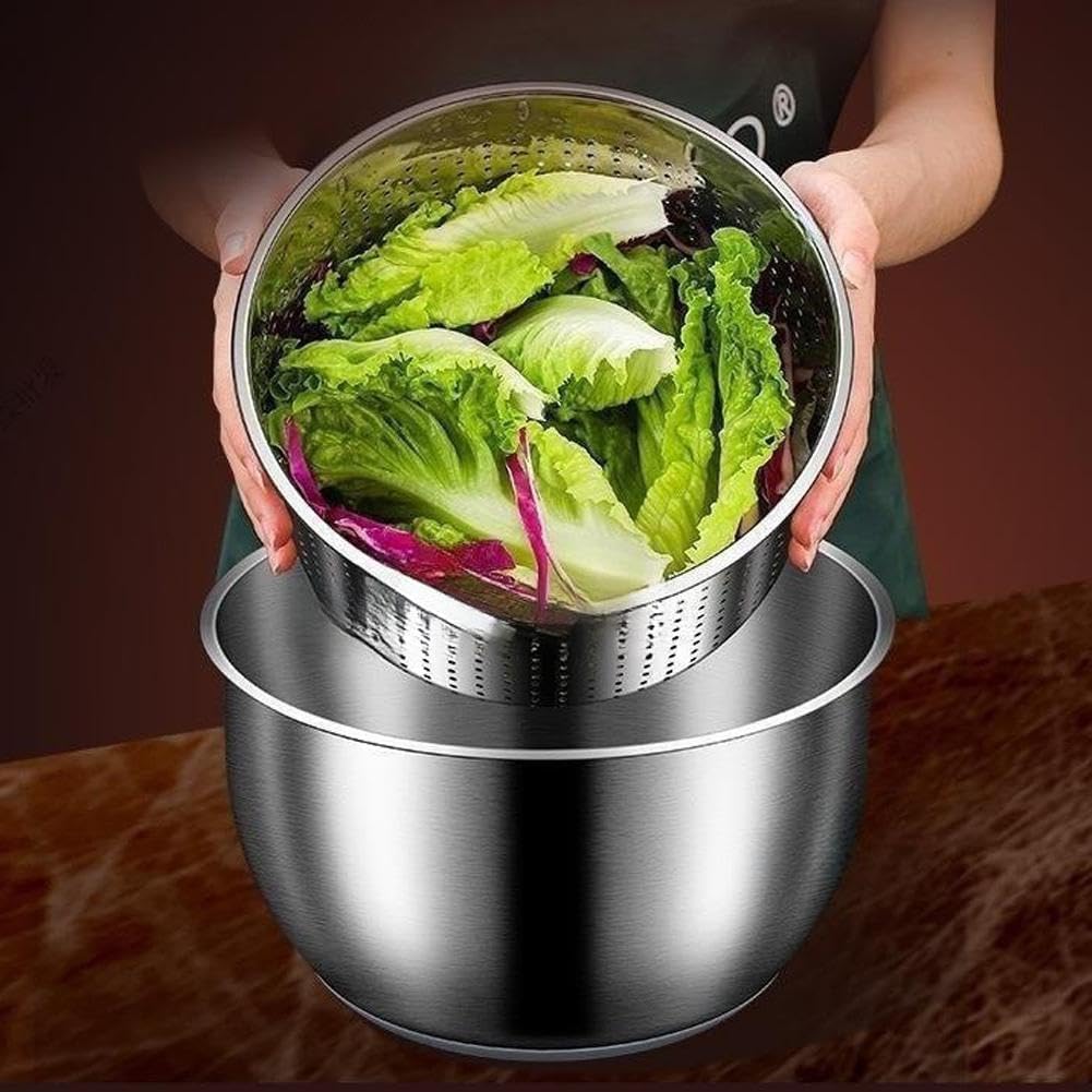 Stainless Steel Salad Spinner,6L Salad Spinner,Lettuce Spinner with Drain,Multifunctional Kitchen Tool for Lettuce, Pasta, French Fries (Stainless Steel 6L)