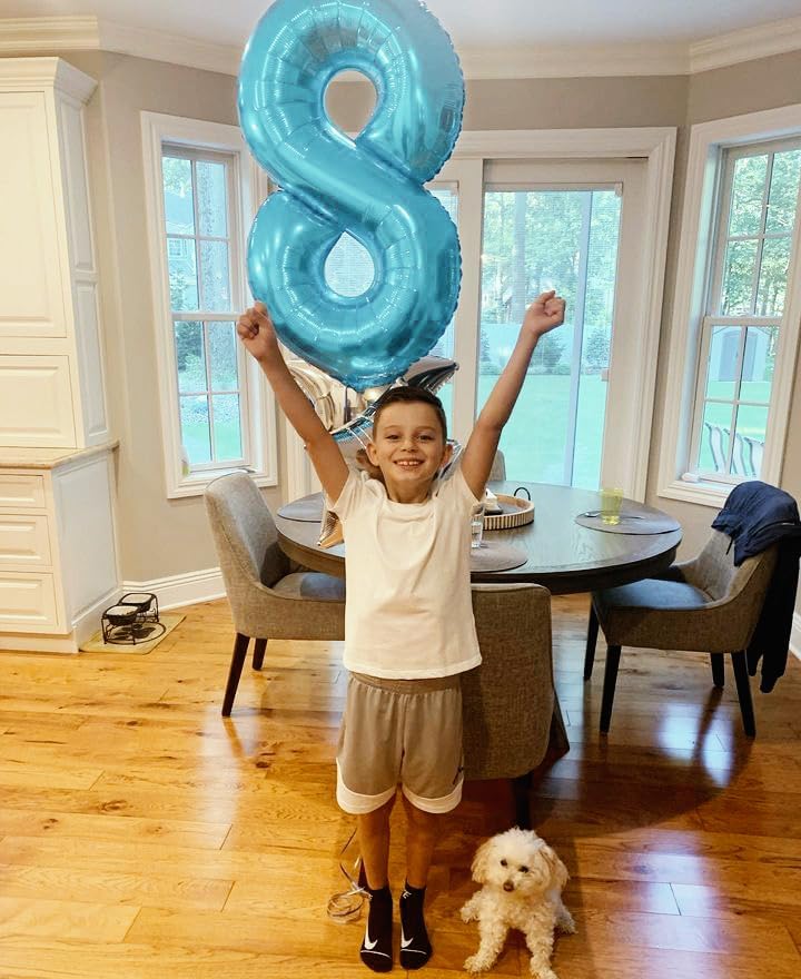 Pearlescent Blue 40-Inch Number 7 Balloon - Perfect 7th Birthday Decoration for Kids & Adults