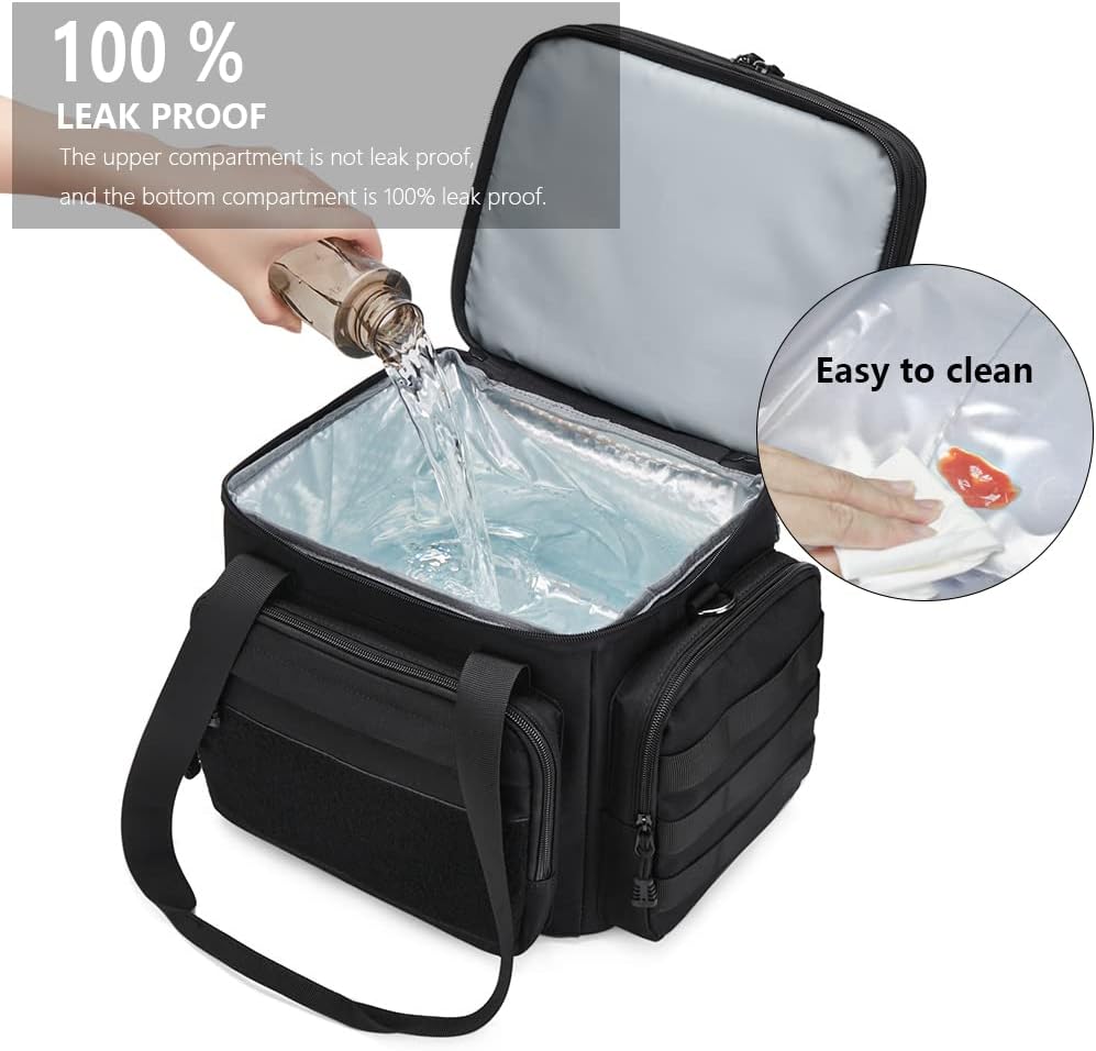 Skiennix Tactical Lunch Box - Insulated, Leakproof Cooler Bag for Work & Travel | Large Black Design