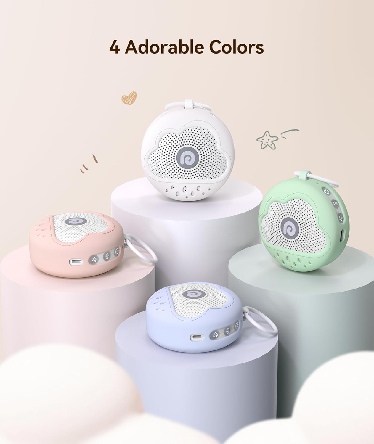 Dreamegg White Noise Machine - Portable Baby Sound Machine with 21 Soothing Sounds & Silicone Cover | Blue